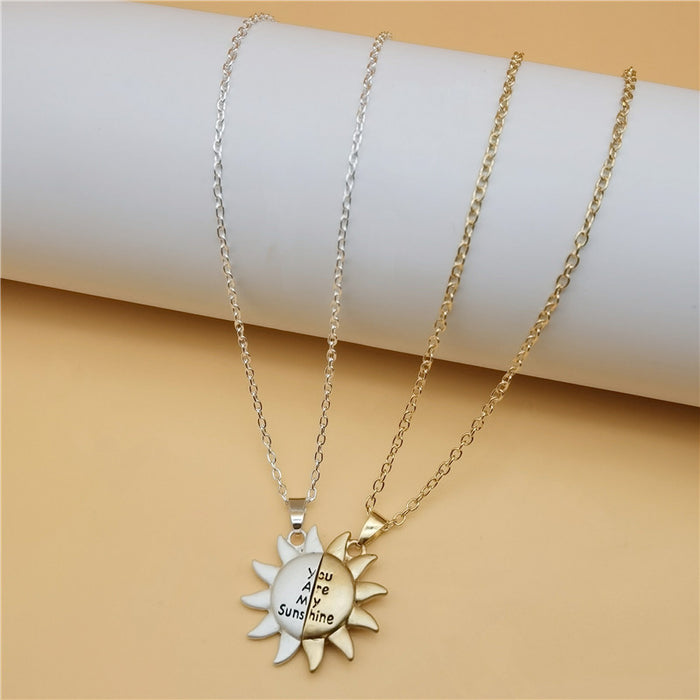 Wholesale creative sun magnetic couple necklace two-color magnet attract JDC-NE-qisheng001