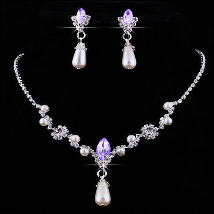 Wholesale temperament women pearl necklace earrings set JDC-NE-YinH030