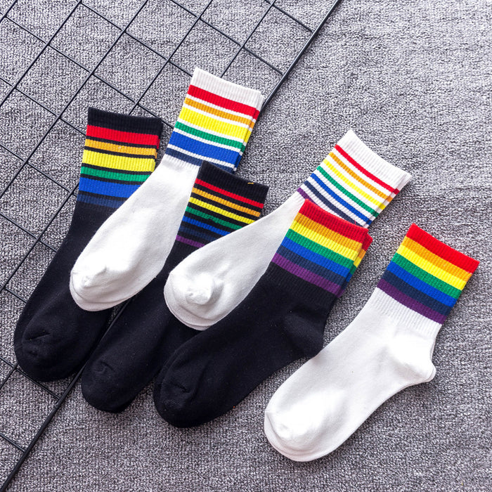 Jewelry WholesaleWholesale Polyester Rainbow Ladies Socks JDC-SK-XiaoYi002 Sock 小蚁 %variant_option1% %variant_option2% %variant_option3%  Factory Price JoyasDeChina Joyas De China