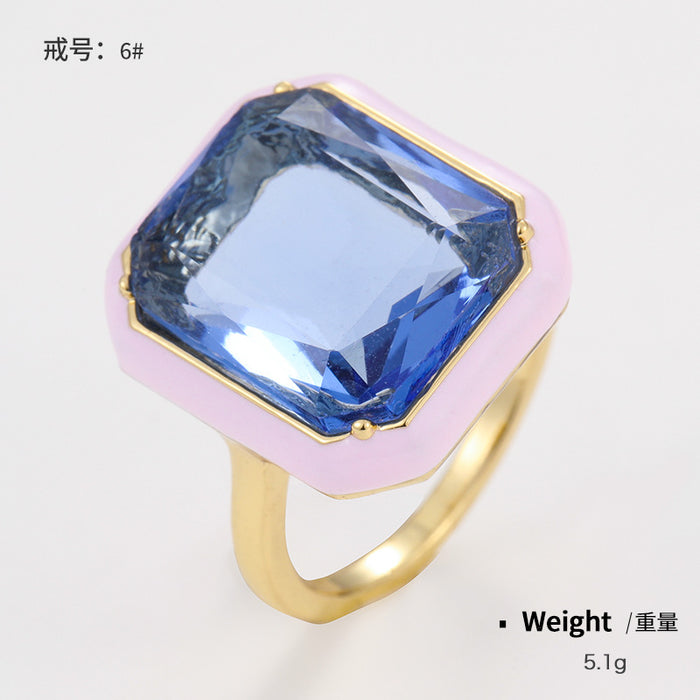 Wholesale Gemstone Enamel Alloy Zircon Ring JDC-RS-KenJ001