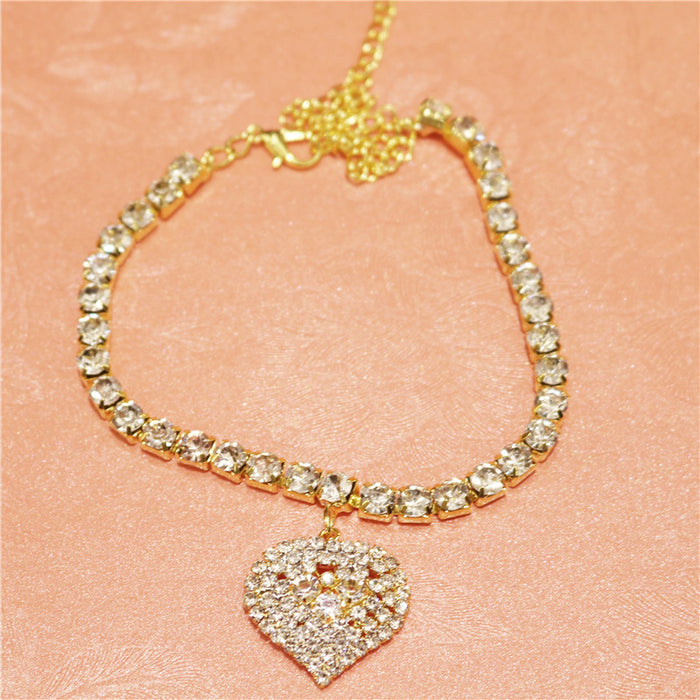 Wholesale Crystal Heart Rhinestone Anklet JDC-AS-JiaZ007