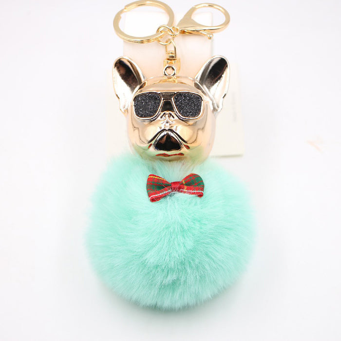 Jewelry WholesaleWholesale French Bulldog Alloy Faux Hair PVC Hairball Pom Pom  Keychain JDC-KC-Zuge017 Keychains 祖格 %variant_option1% %variant_option2% %variant_option3%  Factory Price JoyasDeChina Joyas De China