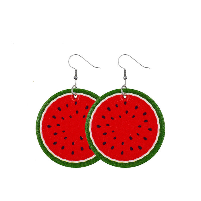 Jewelry WholesaleWholesale Hawaiian Fruit Pineapple Watermelon Lemon Cherry PU Leather Earrings MOQ≥2 JDC-ES-Chengy015 Earrings Chengy %variant_option1% %variant_option2% %variant_option3%  Factory Price JoyasDeChina Joyas De China