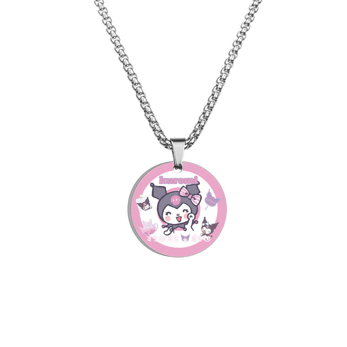 Wholesale Necklace Stainless Steel Cute Cartoon Round Color Printing MOQ≥2 (S) JDC-NE-HuanYu007