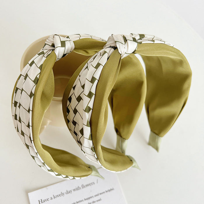 Wholesale fabric matcha green plaid headband MOQ≥2 JDC-HD-MIs011