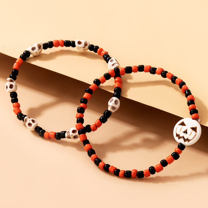 Wholesale Earring Alloy Halloween Skull Color Rice Bead Bracelet Earrings JDC-ES-MOM018