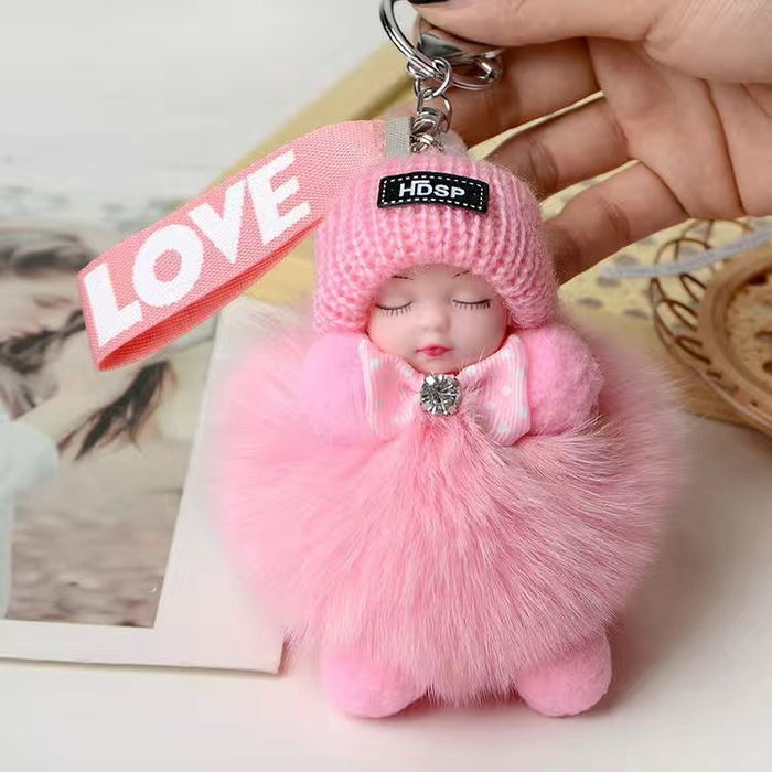 Wholesale sleeping doll pendant keychain fox fur JDC-KC-XYu001