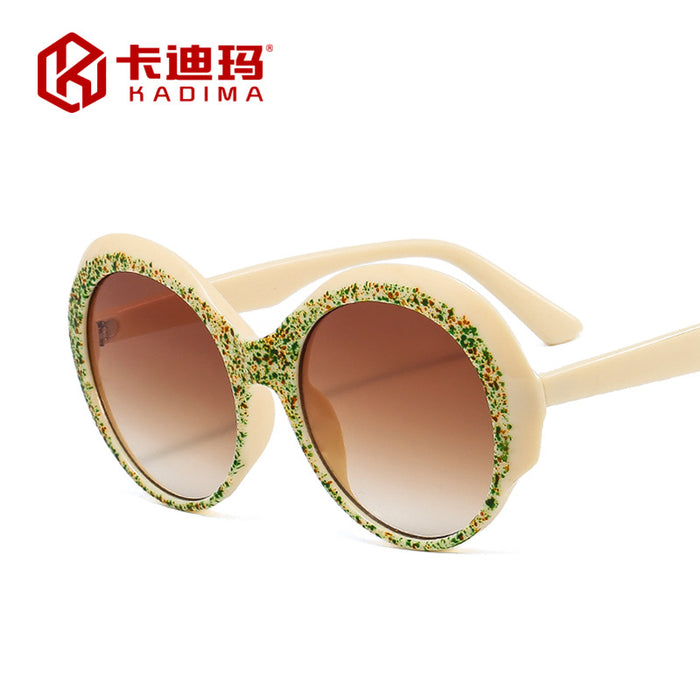 Wholesale Round Frame Printed Sunglasses Plain Face UV Protection JDC-SG-XIa025