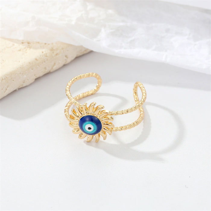 Wholesale Devil's Eye Alloy Ring MOQ≥6 JDC-RS-Juej010