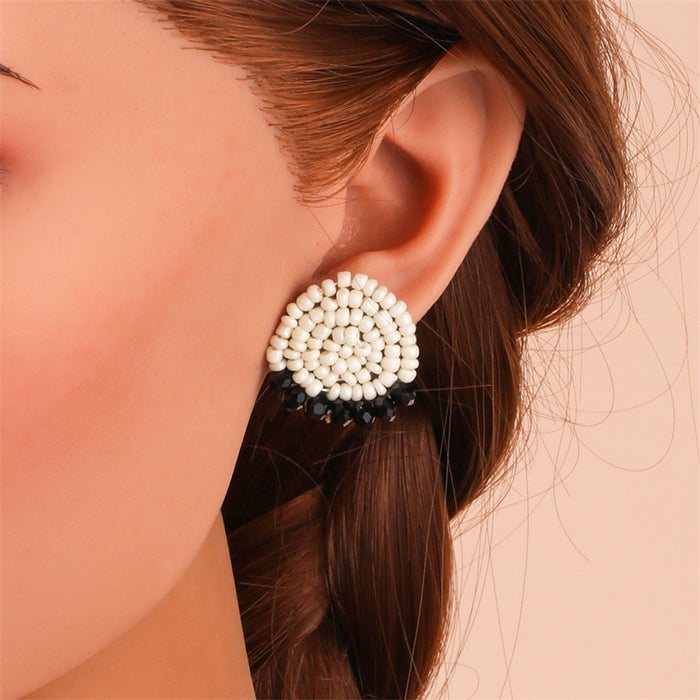 Wholesale Earrings Rice Beads Bohemian Geometric Crystal Stud Earrings JDC-ES-GuTe047