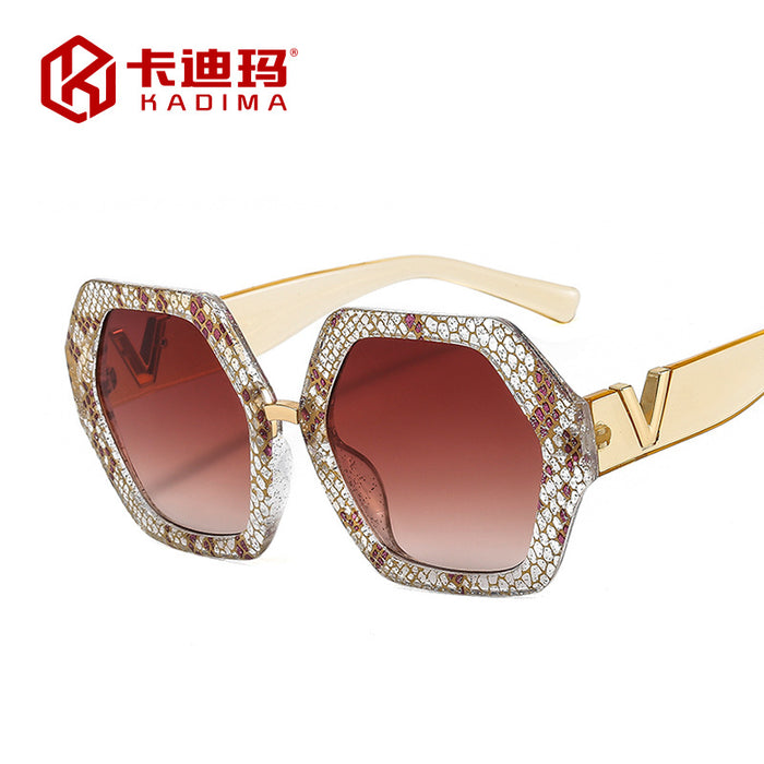 Wholesale plain makeup sunglasses with irregular large frame JDC-SG-XIa024