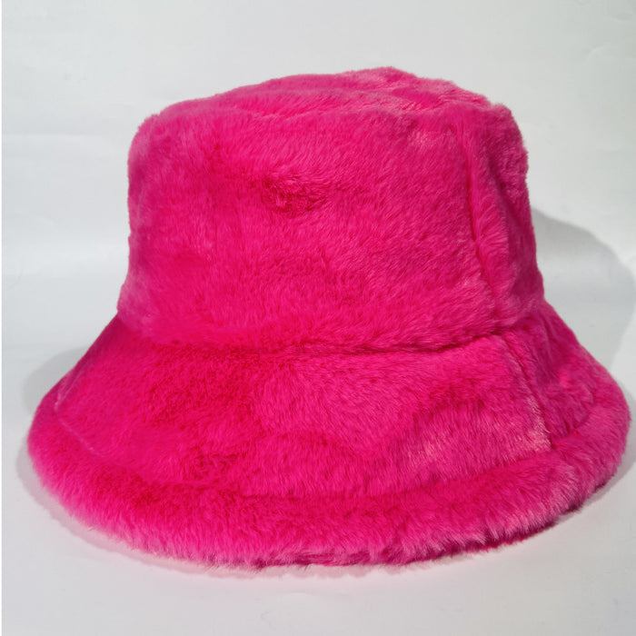 Wholesale Hat Rabbit Fur Solid Color Plush Thick Bucket Hat JDC-FH-XingT002