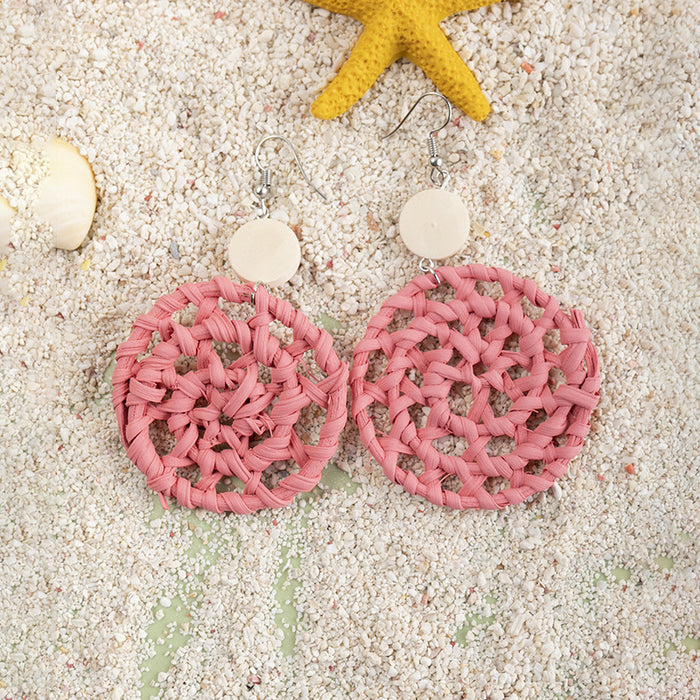 Wholesale seaside resort rattan earrings  MOQ≥3 JDC-ES-XLH011