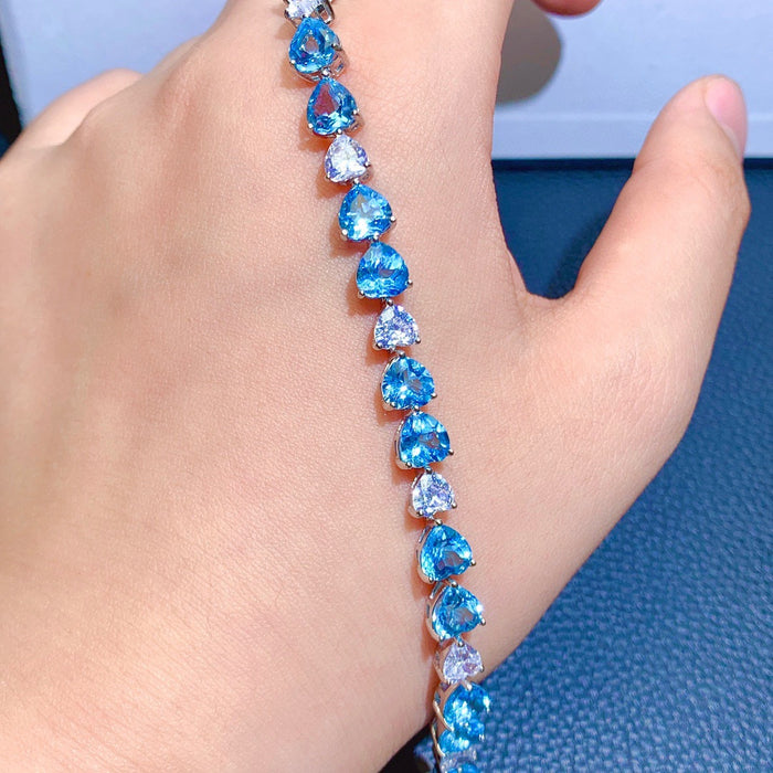 Wholesale copper bracelet light luxury aquamarine high carbon diamond JDC-BT-ZhenR004