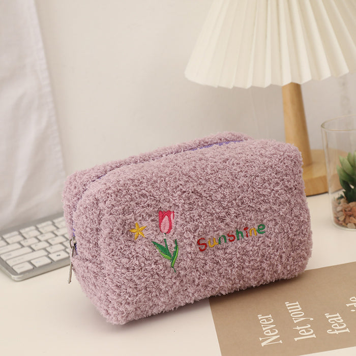 Wholesale Pencil Bags Plush Tulip Cute Large Capacity MOQ≥2 JDC-PB-YUNKE005