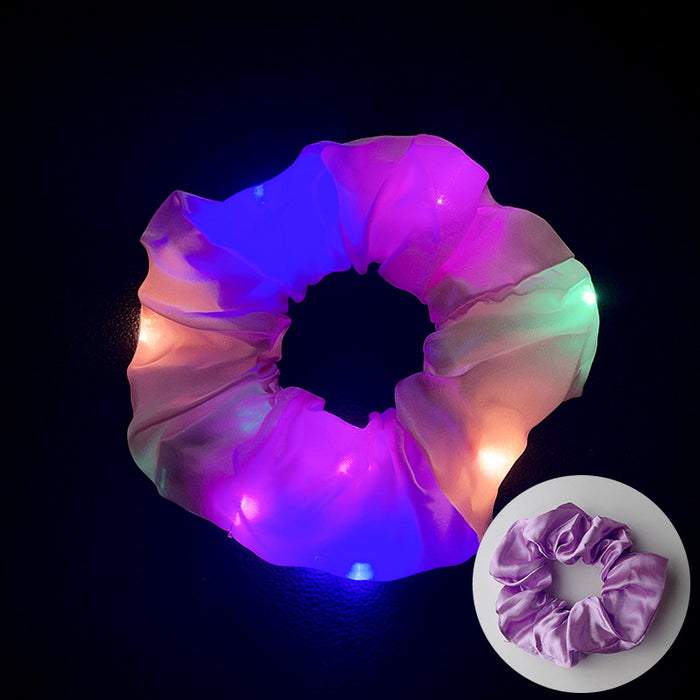 Wholesale Hair Scrunchies Cloth LED Light Glowing Three-speed Shiny Color JDC-HS-DieZu004