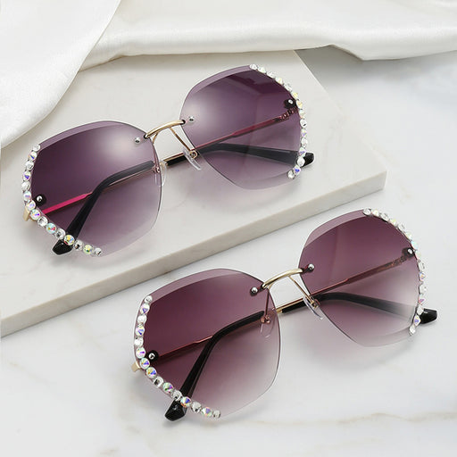 Jewelry WholesaleWholesale Vintage Frameless Cut Edge Diamond Fashion Sunglasse JDC-SG-BoL009 Sunglasses 博靓 %variant_option1% %variant_option2% %variant_option3%  Factory Price JoyasDeChina Joyas De China