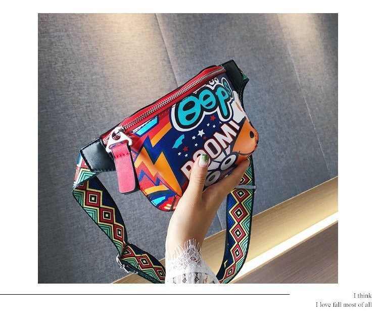 Wholesale PU material hip hop bounce bag chest bag messenger bag MOQ≥3 JDC-SD-Sengpa005