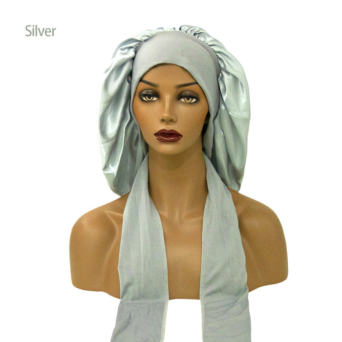 Wholesale wide brim long tail extra large shower cap streamer round cap JDC-FH-MuSi003