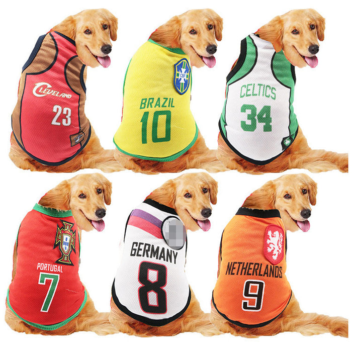 Wholesale Pet Spring Summer Mesh Vest World Cup Jerseys JDC-PC-Qimiao003