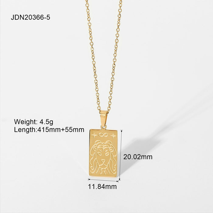 Wholesale Stainless Steel Necklace Fashion Personality Necklace Square Tarot Card Illustration JDC-NE-JD396