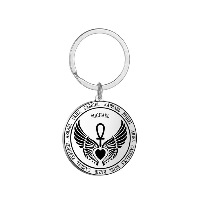 Wholesale Keychain Archangel Michael Rune Stainless Steel MOQ≥3 JDC-KC-GEXA001