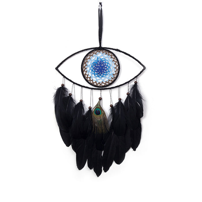 Jewelry WholesaleWholesale Black Feather Devil's Eye Blue Eyes Dreamcatcher JDC-DC-MGu008 Dreamcatcher 梦罟 %variant_option1% %variant_option2% %variant_option3%  Factory Price JoyasDeChina Joyas De China