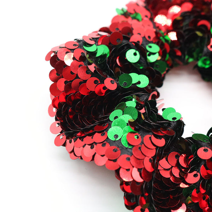 Wholesale Hair Scrunchies Fabric Christmas Double Sided Fish Scale Sequins MOQ≥2 JDC-HS-MiaoH001