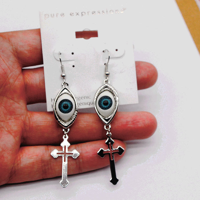 Jewelry WholesaleWholesale eye cross black alloy earrings JDC-ES-YYFF010 Earrings 燕羽飞飞 %variant_option1% %variant_option2% %variant_option3%  Factory Price JoyasDeChina Joyas De China