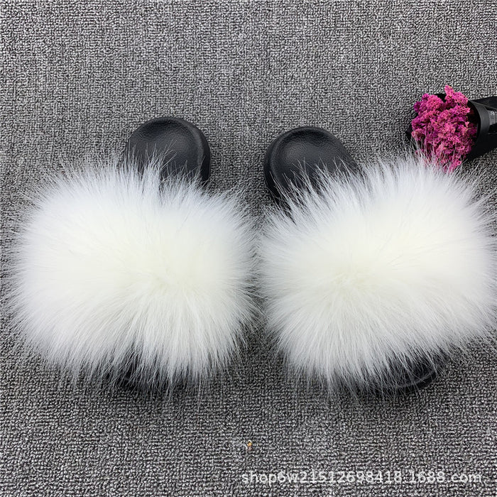 Wholesale imitation fox fur sandals outside wear beach plush sandals JDC-SP-XYu004