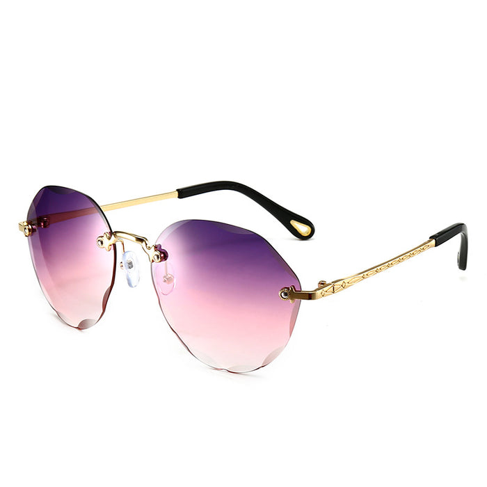 Wholesale Frameless Cut Edge Ladies Sunglasses Show Face Small Polygon MOQ≥2 JDC-SG-BoL001