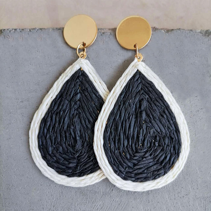 Wholesale Jewelry Ladies Braided Rattan Earrings  MOQ≥3 JDC-ES-heyi011