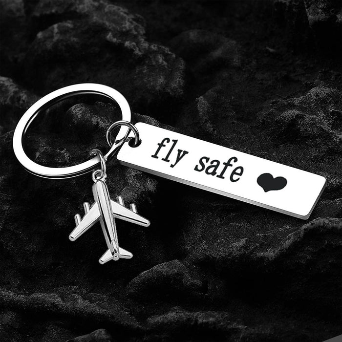 Jewelry WholesaleWholesale commemorative gift fly safe safe stainless steel keychain MOQ≥2 JDC-KC-ShangQ010 Keychains 上泉 %variant_option1% %variant_option2% %variant_option3%  Factory Price JoyasDeChina Joyas De China