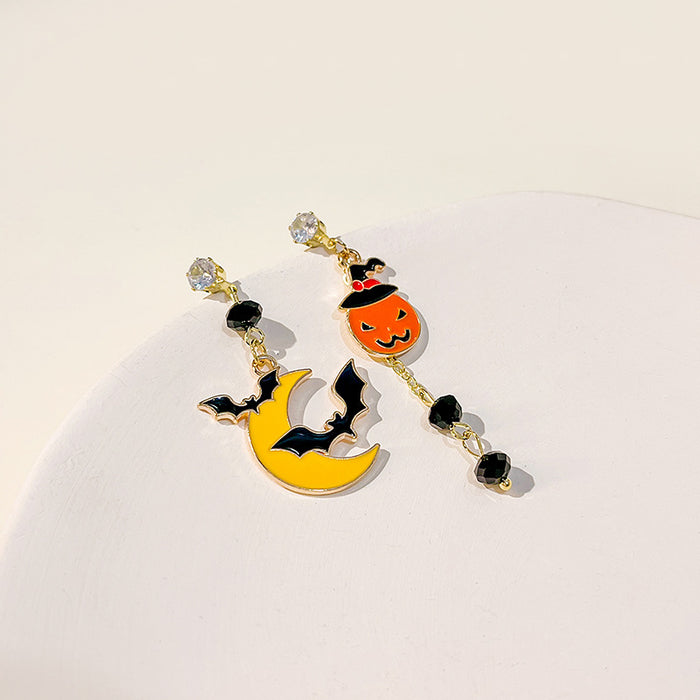 Wholesale Earrings Alloy Halloween Asymmetric Pumpkin Ghosts JDC-ES-MDD050