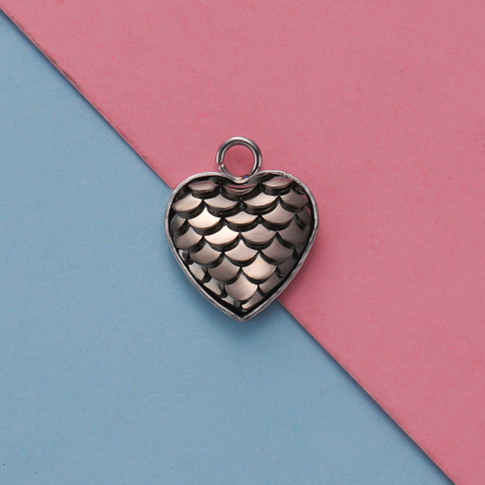 Wholesale Stainless Steel Peach Heart Resin Fish Scale Pendant 20pcs JDC-PT-MinP004