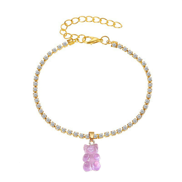 Jewelry WholesaleWholesale Resin Bear Chain Rhinestone Anklet JDC-AS-D014 Anklet 晴雯 %variant_option1% %variant_option2% %variant_option3%  Factory Price JoyasDeChina Joyas De China