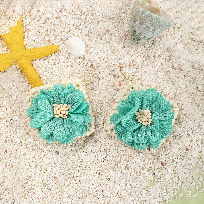 Wholesale Pastoral Flower Rattan Earrings MOQ≥3 JDC-ES-XLH001