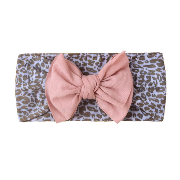 Wholesale leopard print solid color bow nylon bandana baby sweatband JDC-HD-ML030