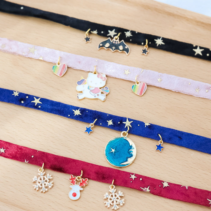 Wholesale Pet Necklace Polyester Cute Cartoon Kitten Dog Bell Safety Buckle MOQ≥2 JDC-PN-PuPu002