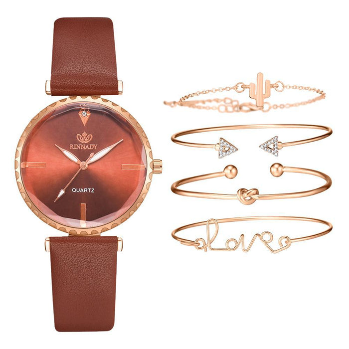 Jewelry WholesaleWholesale PU Leather Ladies Watch Set JDC-WH-Qimiao004 Watch 祈妙 %variant_option1% %variant_option2% %variant_option3%  Factory Price JoyasDeChina Joyas De China