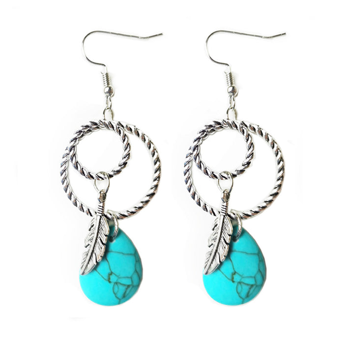 Wholesale Earrings Alloy Vintage Bohemian Turquoise 2 Pairs JDC-ES-HeYi091