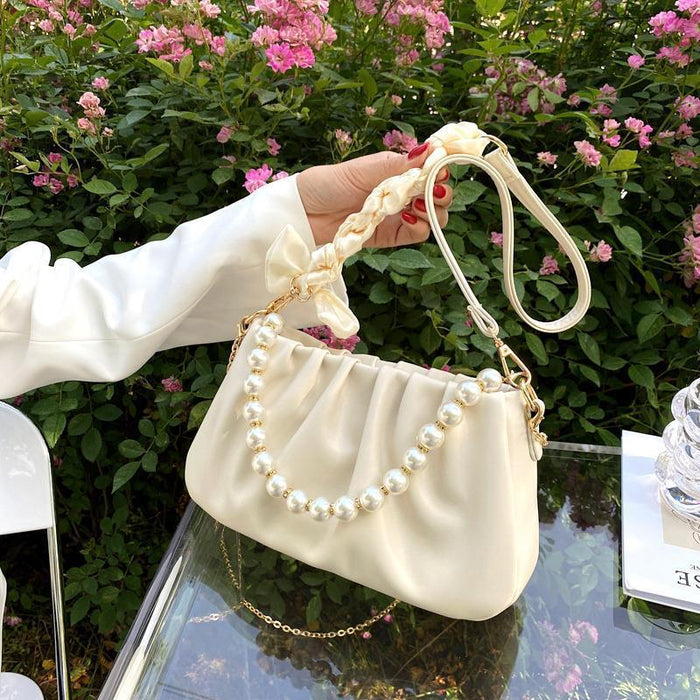 Wholesale Shoulder Bag PU Pearl Pleated Cloud Underarm Bag JDC-SD-Mingy001