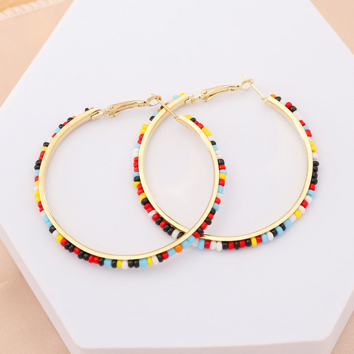 Jewelry WholesaleWholesale Rice Beads Colorful Geometric Square Earrings JDC-ES-Bingm029 Earrings 冰萌 %variant_option1% %variant_option2% %variant_option3%  Factory Price JoyasDeChina Joyas De China