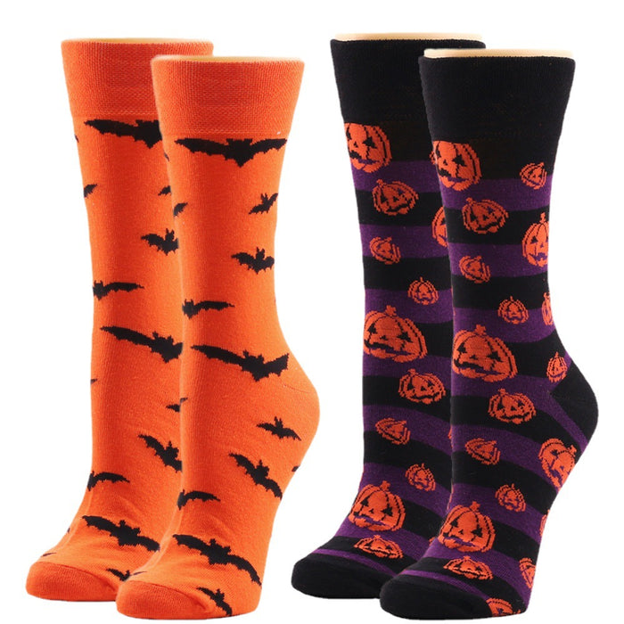 Wholesale Socks Cotton Spandex Cartoon Mid Tube Halloween MOQ≥3 JDC-SK-XQ004