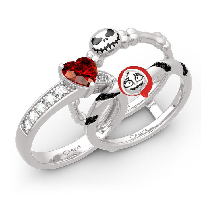 Wholesale Rings Set Alloy Pumpkin Funny Heart Zircon Halloween JDC-RS-JinC001