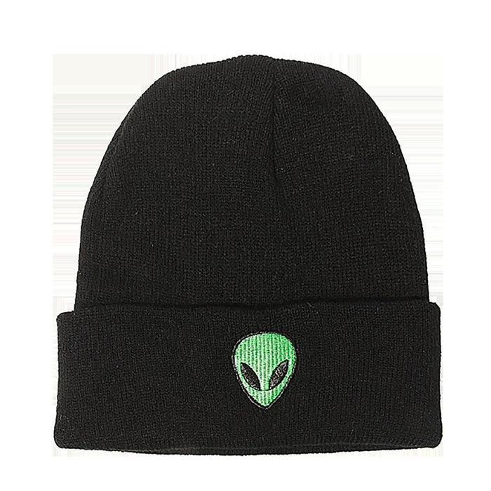 Wholesale Hat Acrylic Winter Outdoor Embroidery Alien Warm Knit Hat MOQ≥2 JDC-FH-TangQ005