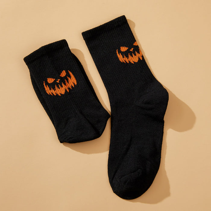 Wholesale Socks Chemical Fiber Halloween Funny Pumpkin Face Grimace JDC-SK-DRan001