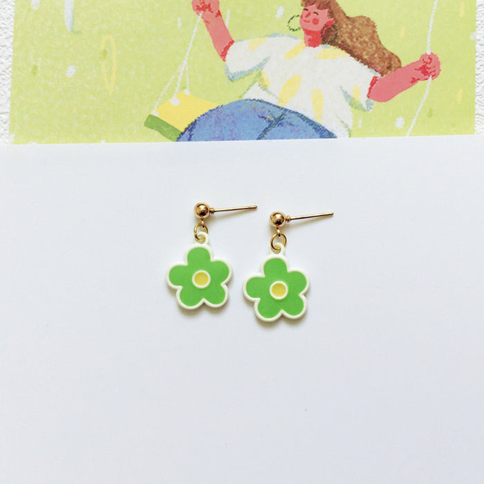 Wholesale Earrings Alloy Ceramic Color Flower Earrings MOQ≥10 JDC-ES-Lxx003