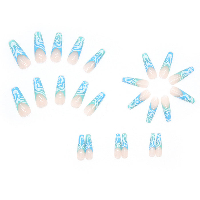 Wholesale ABS plastic long nail patch sea salt sweet cool manicure 24pcs/box MOQ≥3  JDC-NS-QiH011