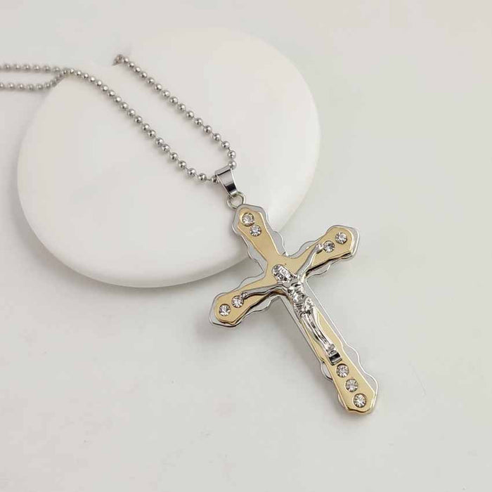 Wholesale Cross Pendant Titanium Steel Necklace JDC-NE-HuaiL004